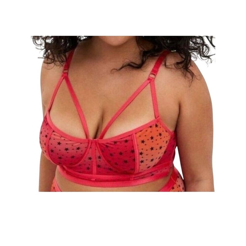Torrid 2 ombre star mesh strappy caged underwire bralette BC 3457